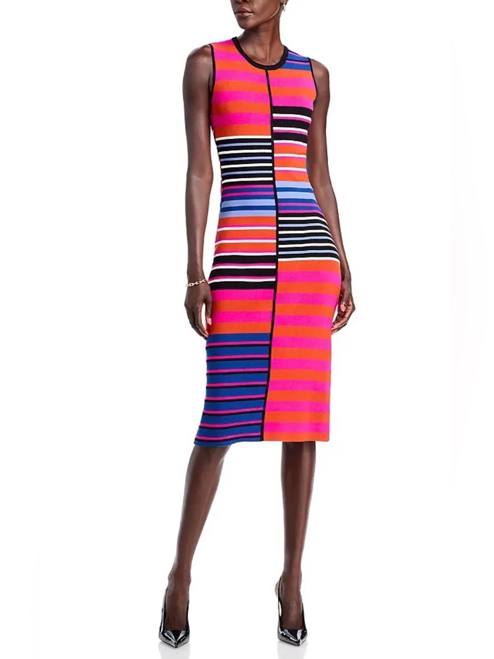 Elie Tahari Selina Stripe Sheath Dress in Pink, Blue & Black